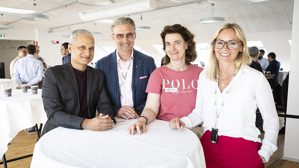 Shahid Raza, forskningsansvarig, David Olgart, föreståndare, Simone Fischer-Hübner, ansvarig för forskarskolan och Carolin Sundberg, projektledare inom utbildning på Cybercampus Sverige. Foto: Johan Marklund